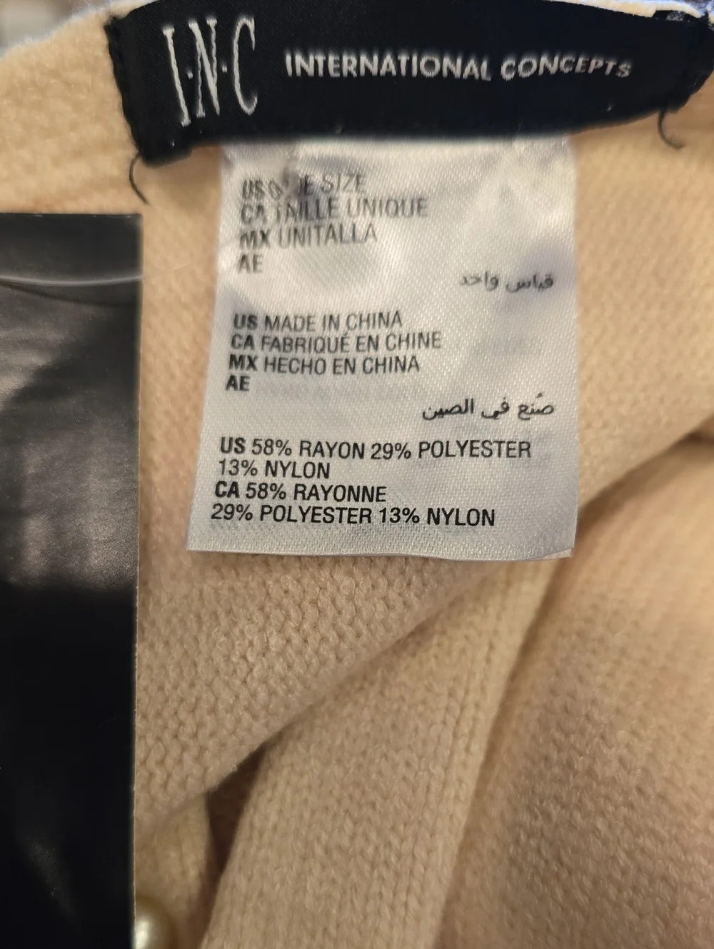 INC Women’s Cream Embellished Knit Scarf. NWT Gifts Fall Winter Cozy